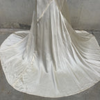 Vintage 1930s White Candlelight Silk Satin Gown Bias Cut Wedding Bridal Dress