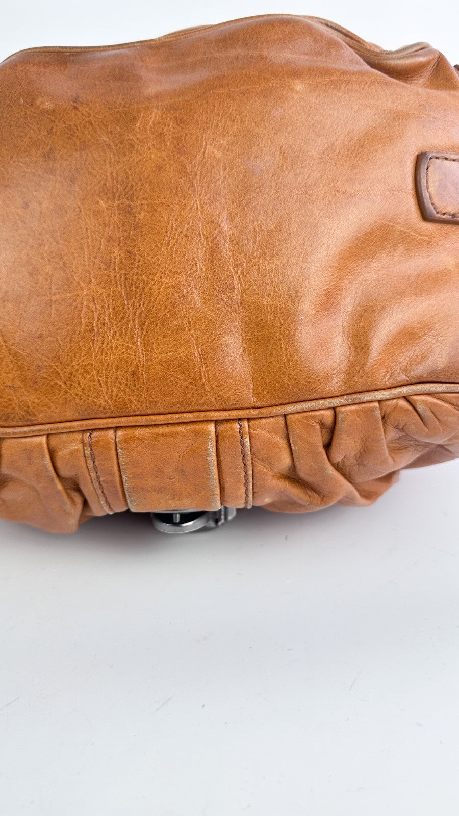 Francesco Biasia Tan Brown Leather Hobo Shoulder Bag Y2K