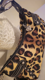 Kathy Van Zeeland Y2K Leopard Print Shoulder Bag with Studded Zipper