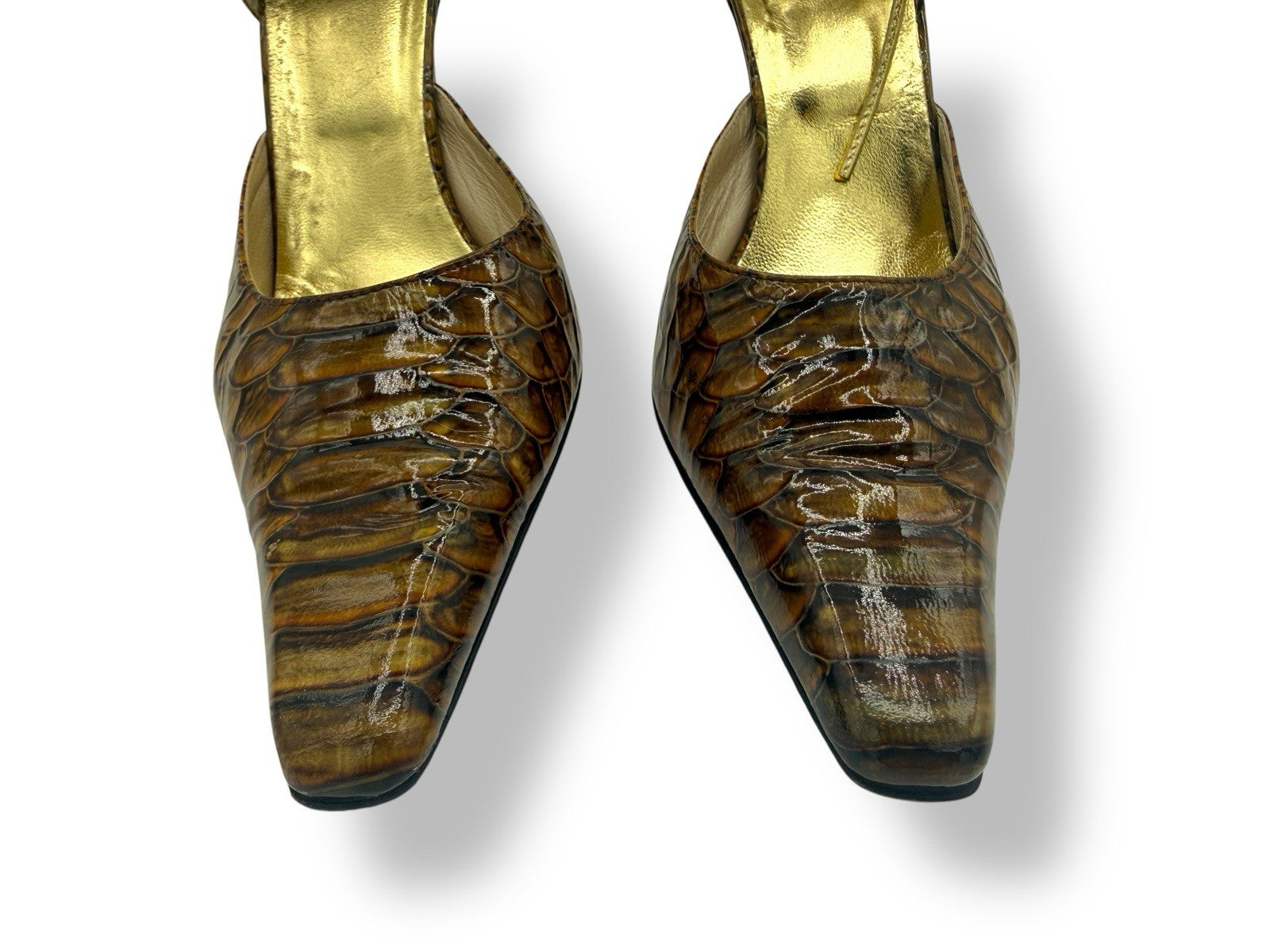 Fiorangelo Vintage Handcrafted Leather Embossed Reptile Heels Italy Size 38