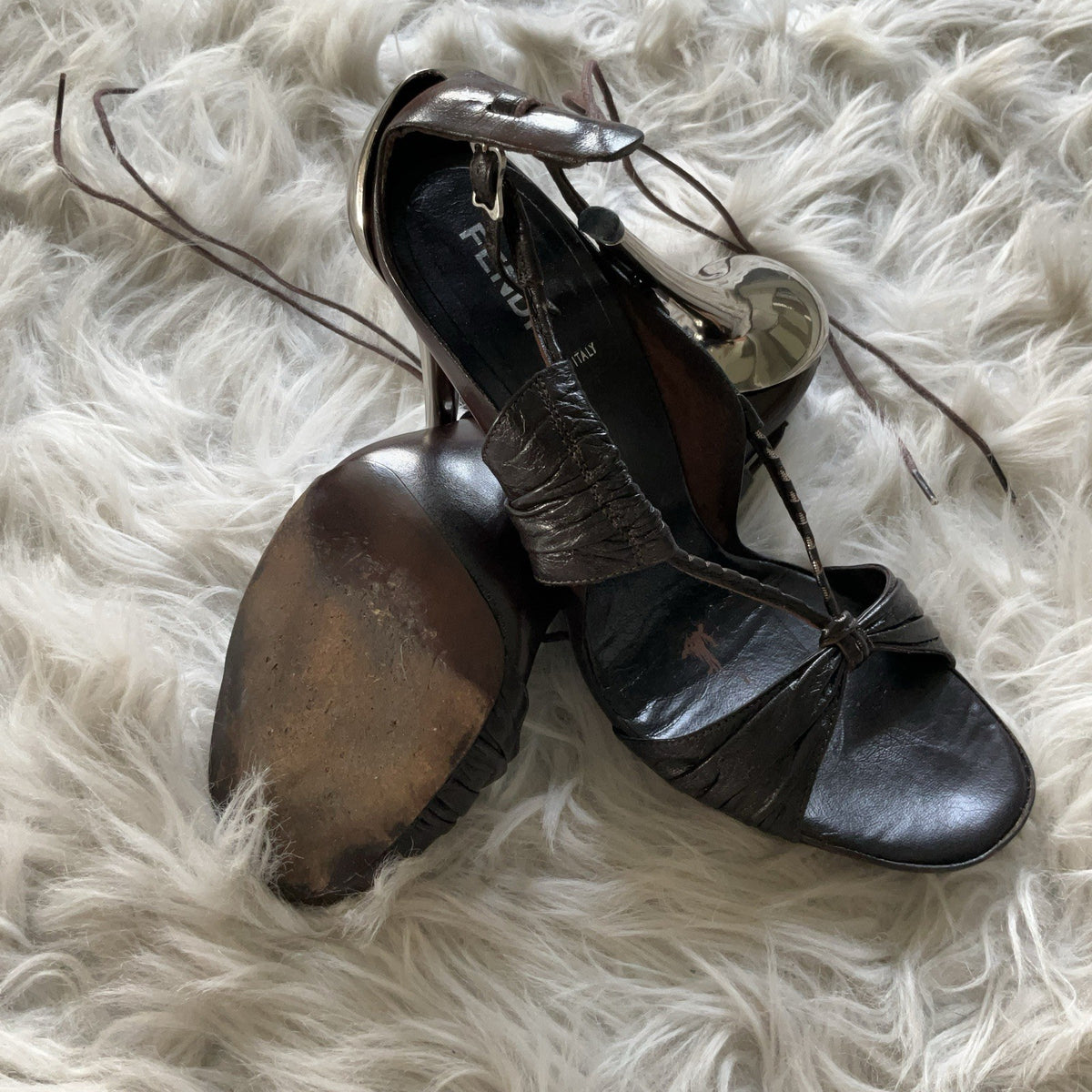 Prada Velvet Wedge Platform with Crystal Beads