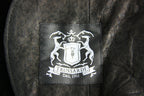 Leather Shearling Coat with Collar Black Gold Large