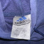 Vintage Adidas Hoodie Sz Large Center Logo Spellout Navy Embroidered Distressed
