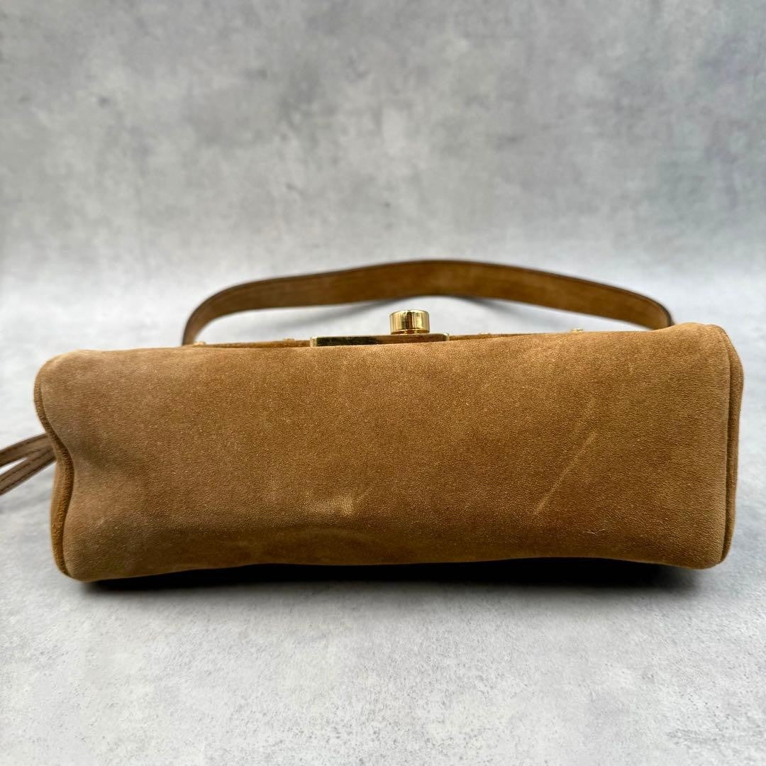 PRADA Y2K Shoulder Hand Hobo Bag Brown Suede Leather Women's Authentic Used