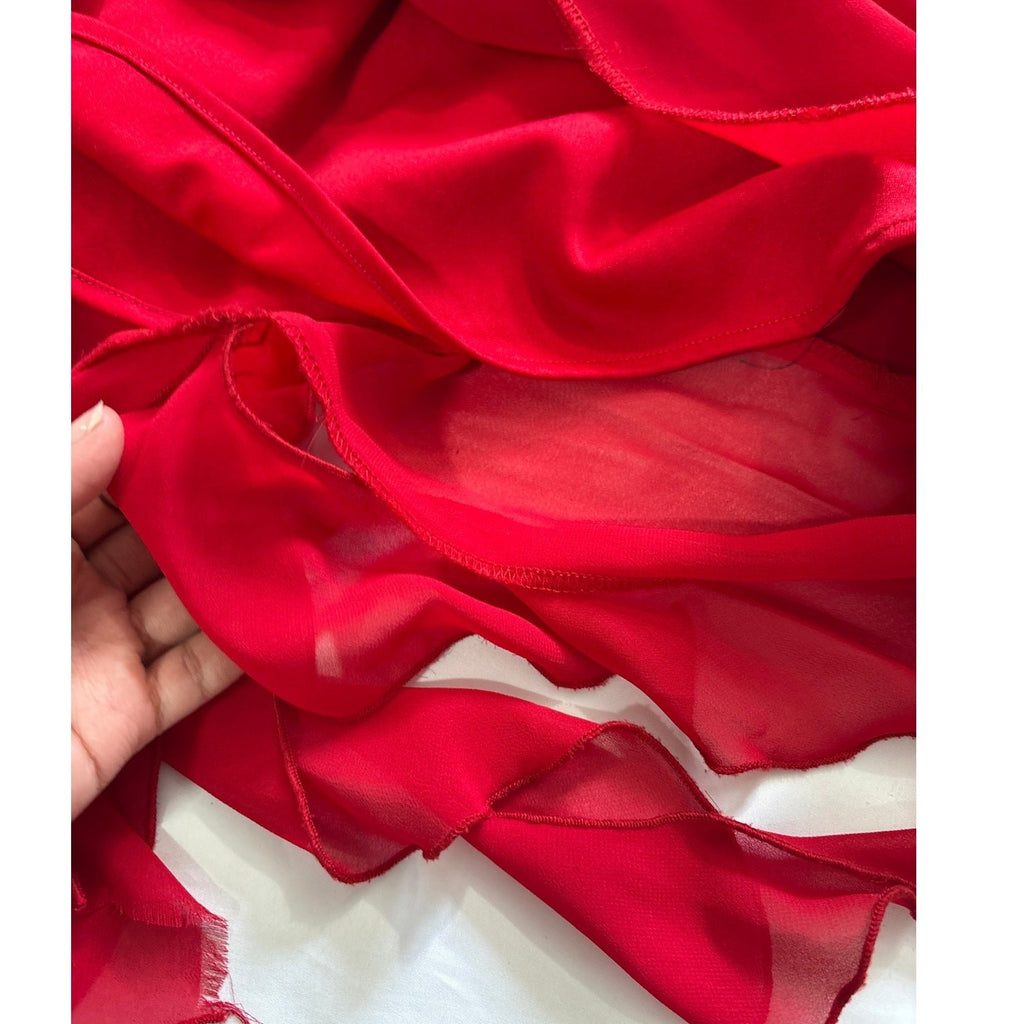 Cache Red Halter Ruffled Dress