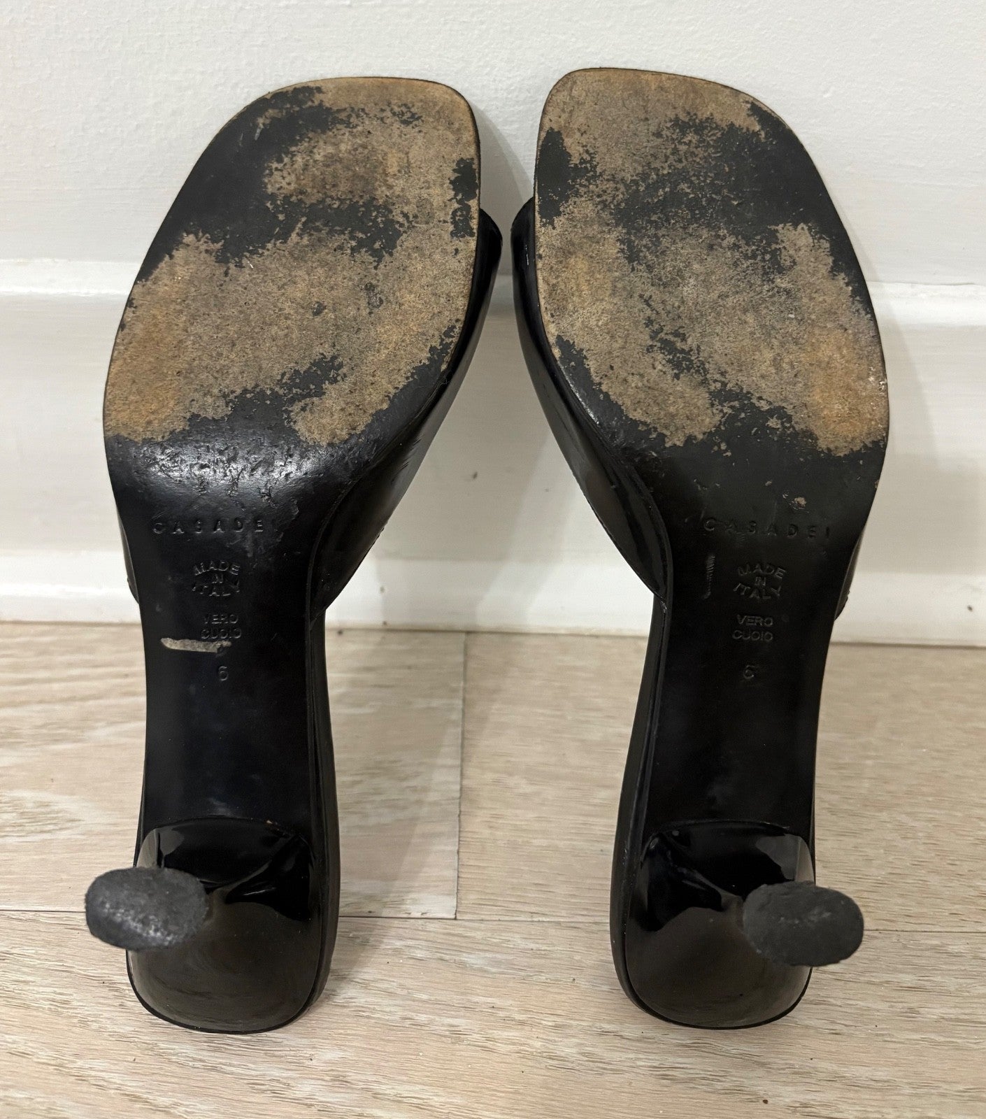 CASADEI Black Kitten Heel Mules Made in Italy - Size 6