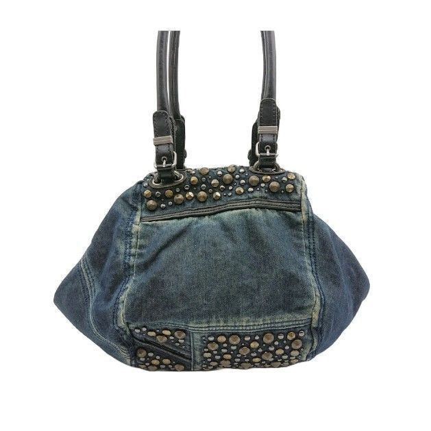 Diesel Divina Studded Denim Tote Bag Blue Red Y2K