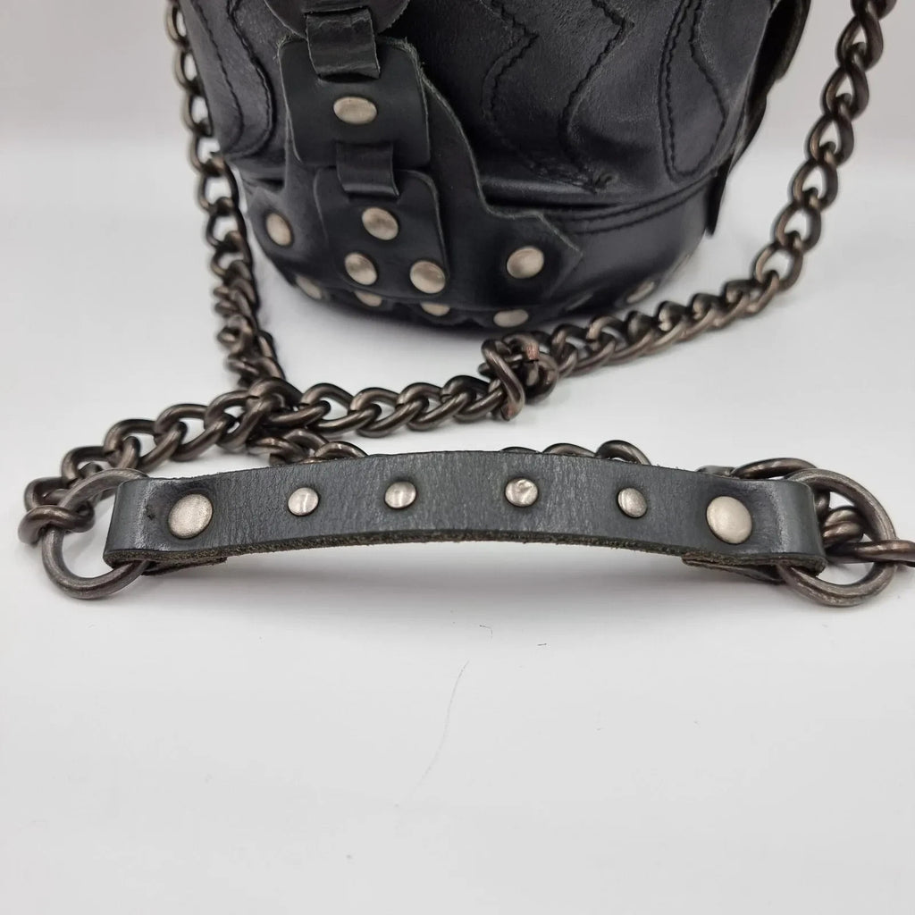Diesel Vintage Black Leather Shoulder Bag