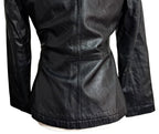 Vintage 1990s Wilsons Leather Maxima Womens Black Fitted Button-Up Blazer Jacket