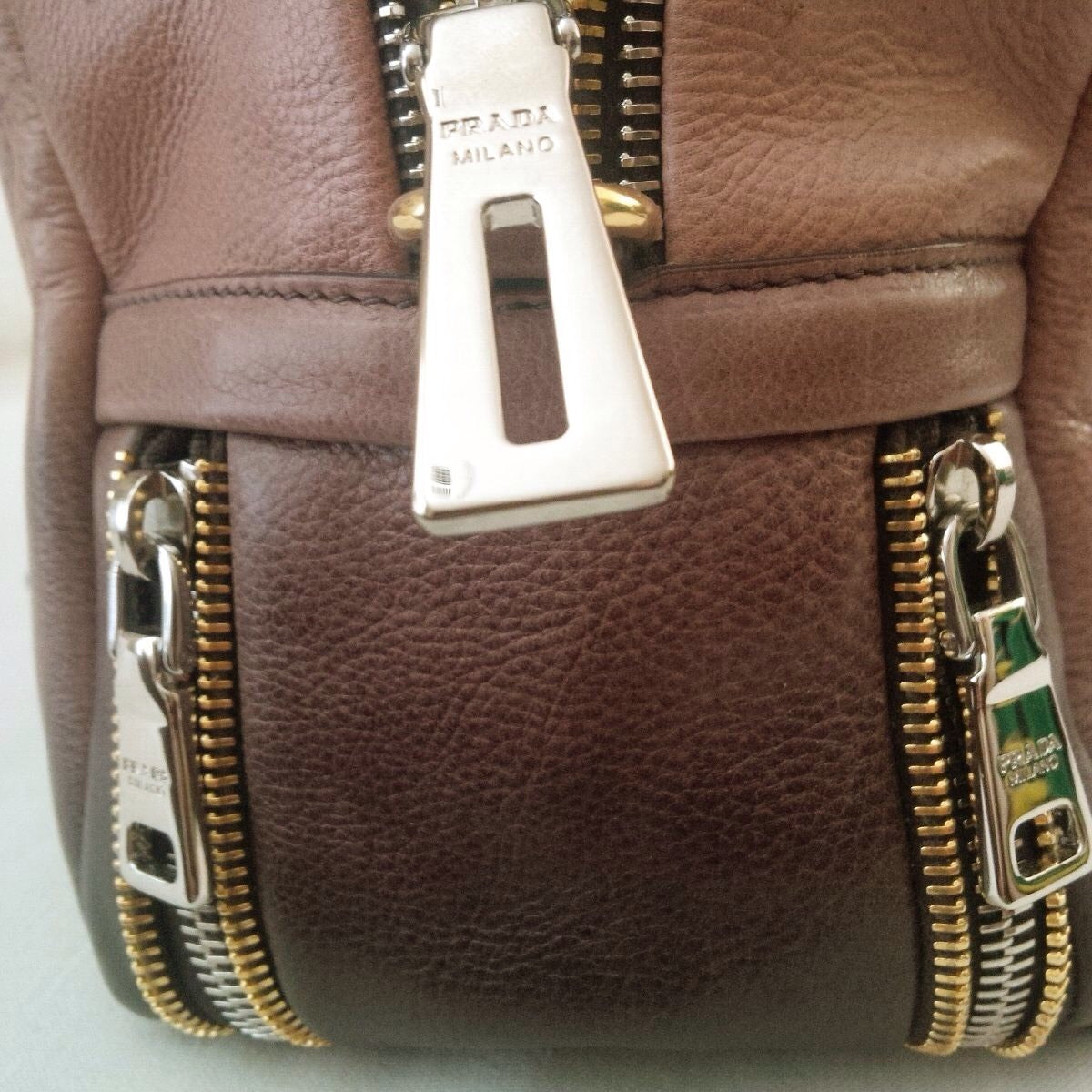 Prada Bauletto Leather Handbag Ardesia Nudo