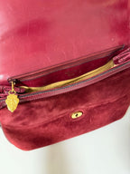 Gucci Interlocking G Shoulder Bag Suede Leather Bordeaux
