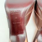 Prada Vintage Dark Brown Pink Bow embellished elongated mules heels EU 39 US 9