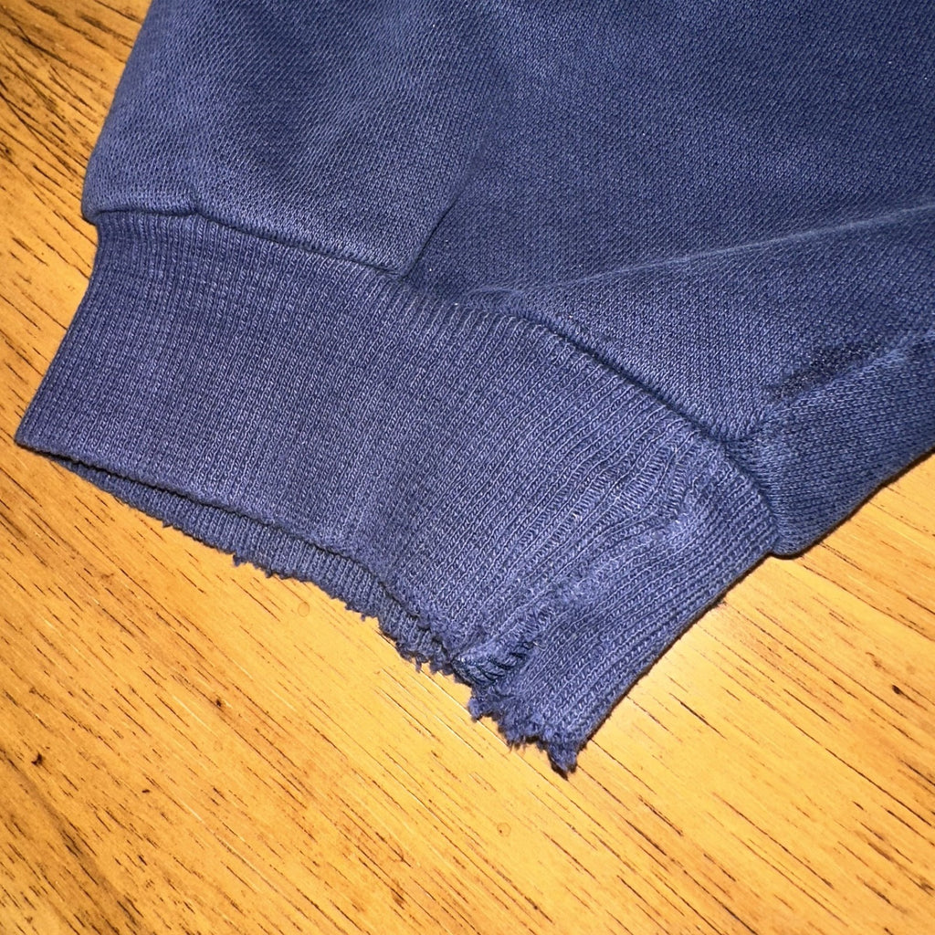 Vintage Adidas Hoodie Sz Large Center Logo Spellout Navy Embroidered Distressed