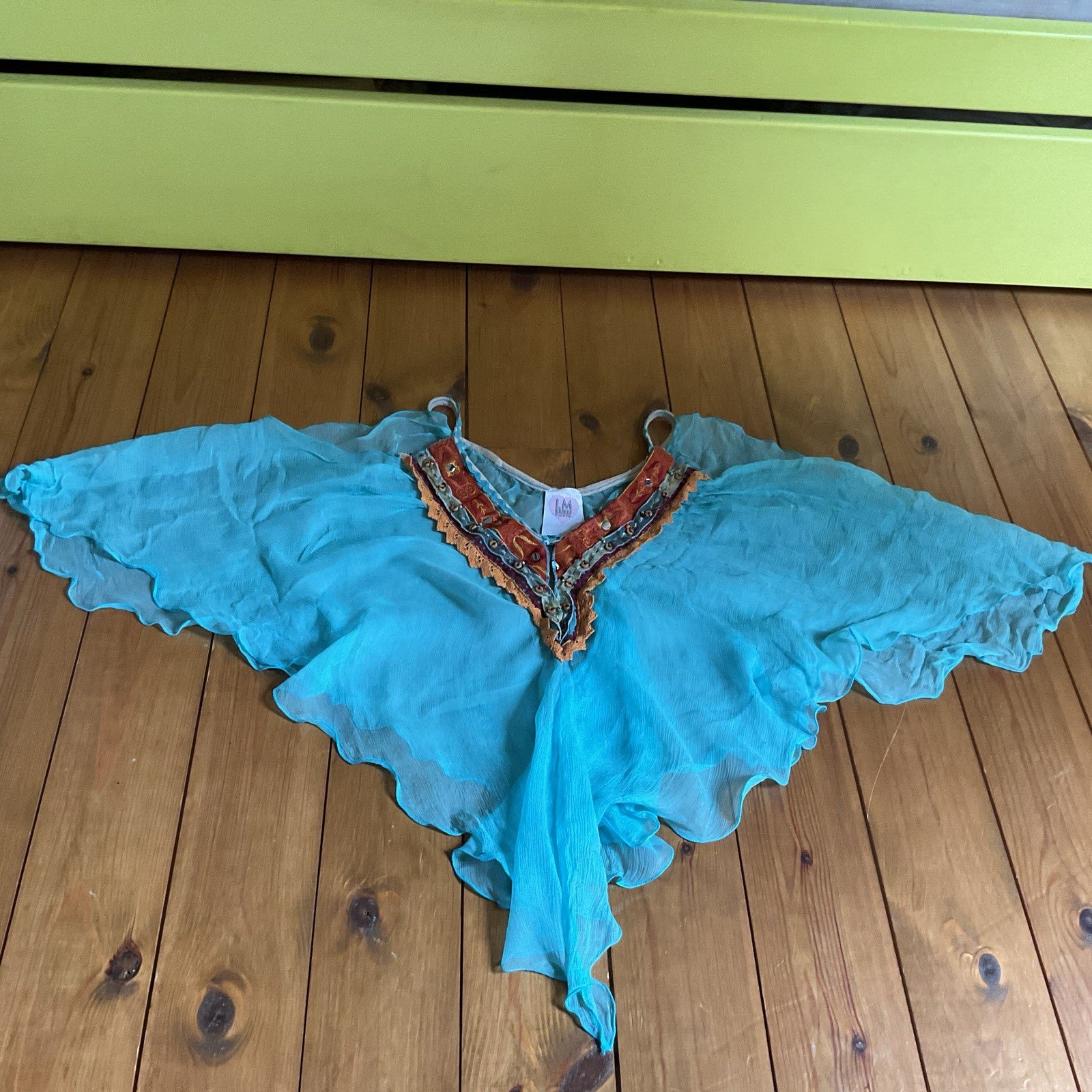 LM Lulu Paris Boho Beaded Silk Cami Top Size M