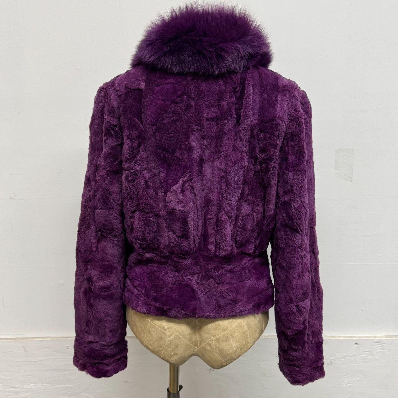 Vintage Y2K Purple Rabbit and Fox Fur Jacket