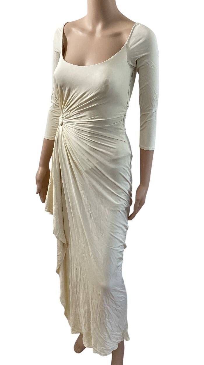 GIANNI VERSACE ss/1995 RUNWAY HIGH SLIT IVORY GOWN SIZE IT 40