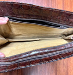 Vintage Dark Brown Crocodile Leather Clutch
