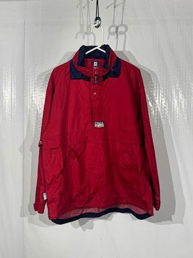 Chaps Ralph Lauren Vintage Red Navy Anorak Jacket Large