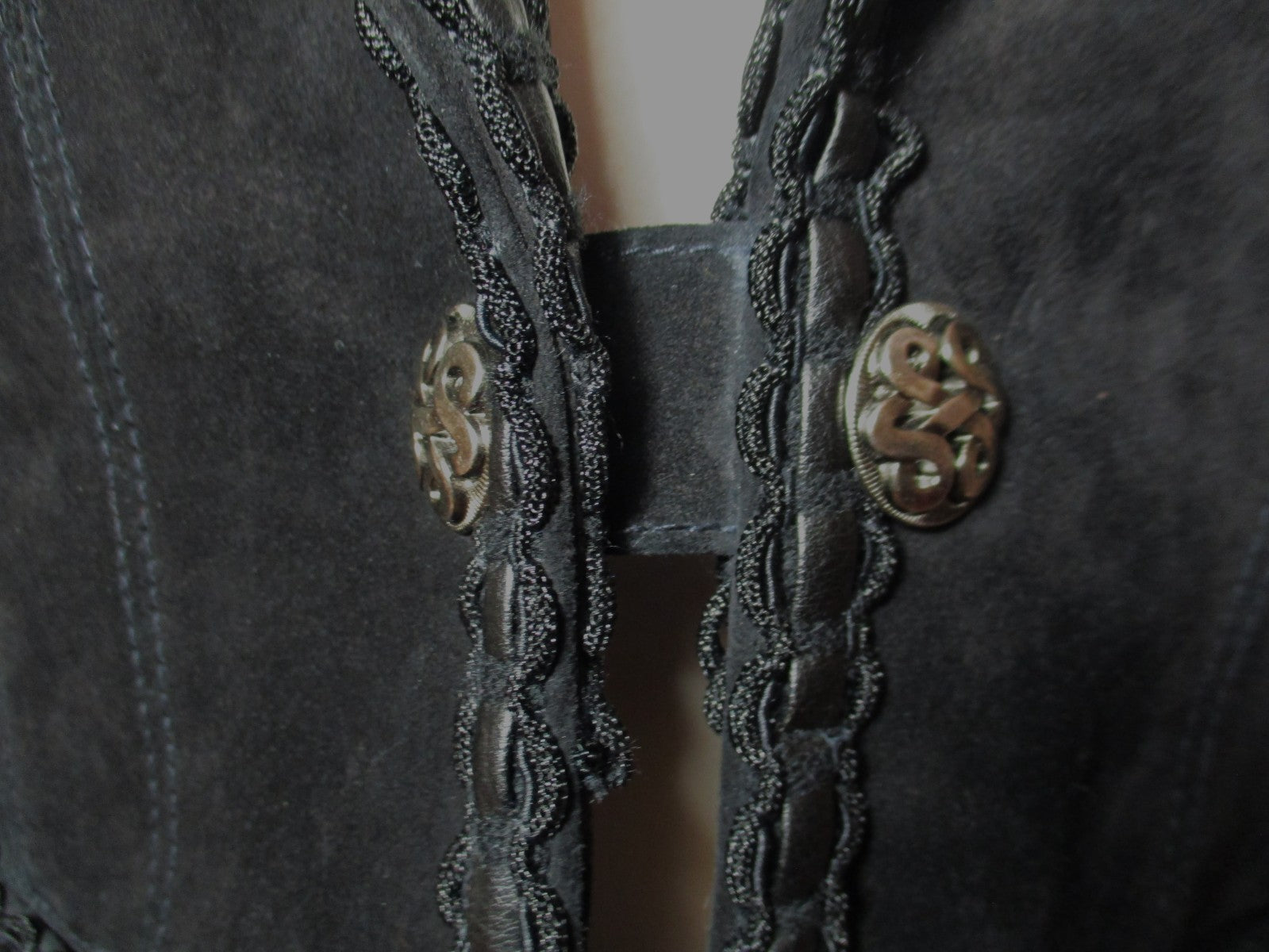 Cripple Creek Black Suede Studded Western Jacket Small