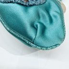GUCCI Embroidered Teal Satin Hand Bag