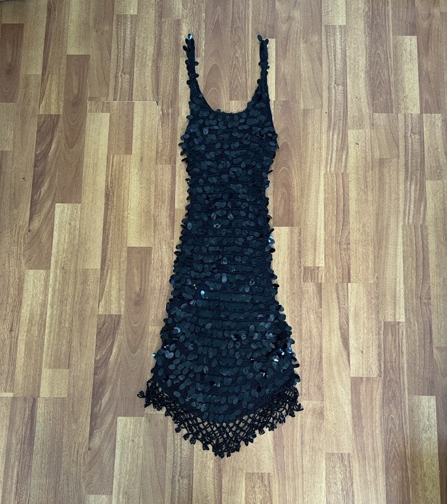 Vintage Black Embellished Showgirl Dress