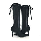 Vintage Giuseppe Zanotti Corset Mesh Knee High Pointed Toe Boots 36