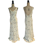 Y2K Maria Grachvogel Long Vanilla Bias Cut Beaded Dress UK 12/14 (US 10)