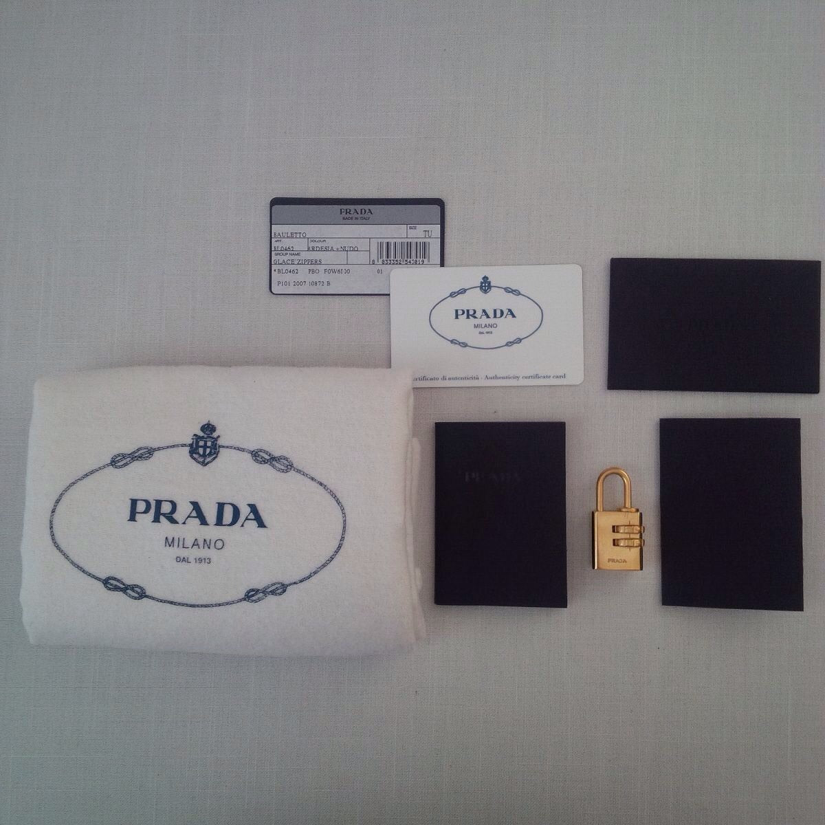 Prada Bauletto Leather Handbag Ardesia Nudo