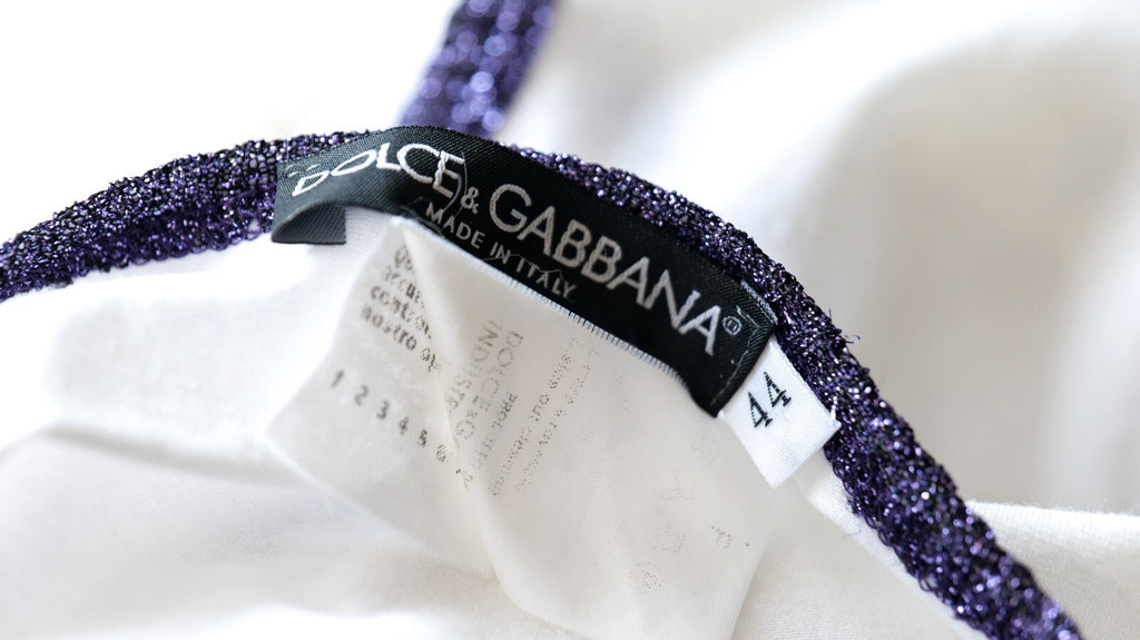 Dolce & Gabbana Vintage Purple Runway Pin Logo Outline Tank Top (S/S 2001 )