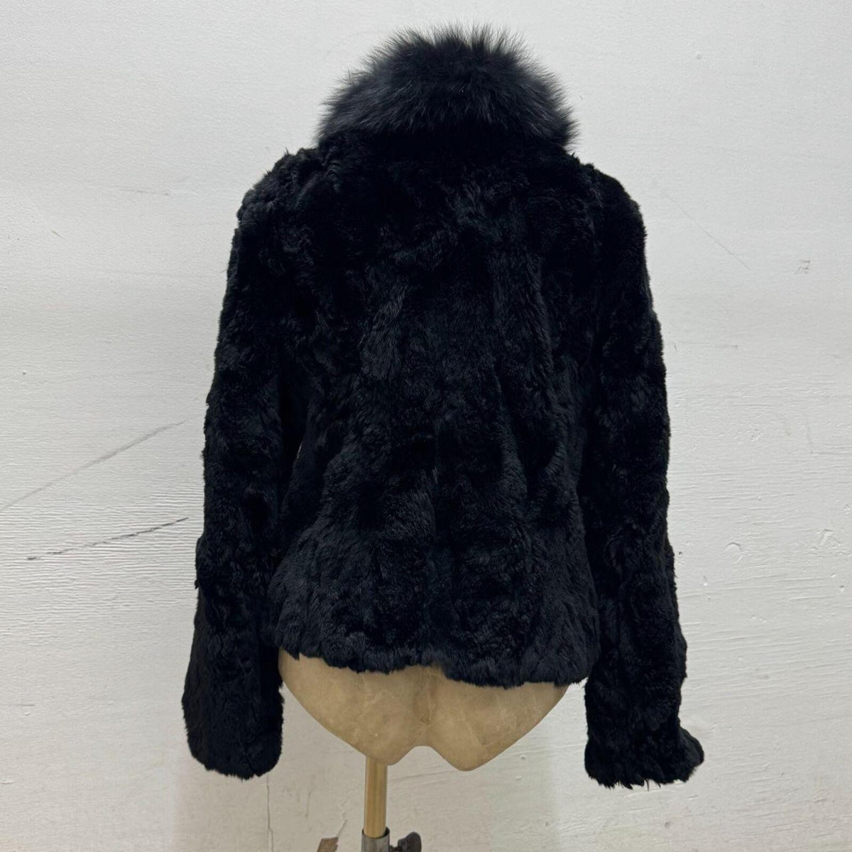 Vintage Black Rabbit and Fox Fur Jacket
