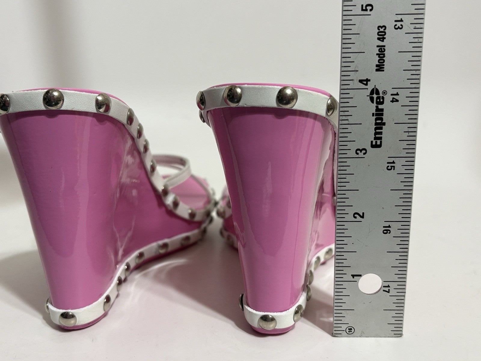 Vtg Dolce & Gabbana Pink Lucite Wedge Sandal Heels 35