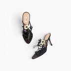 Vintage Prada Leather Flower Mule Heels