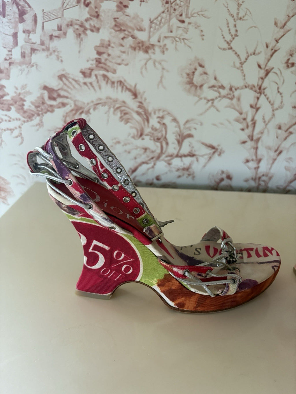 Christian Dior Vintage S/S 2003 by John Galliano Victim Lock & Key Wedge Sandal