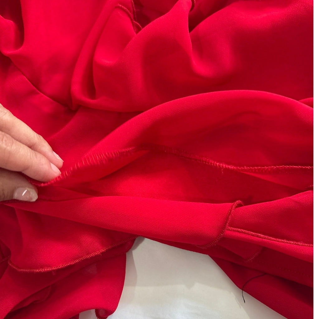 Cache Red Halter Ruffled Dress