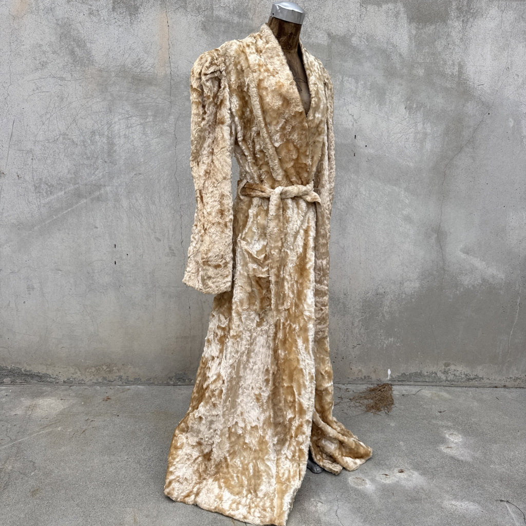 Vintage 1930s Fuzzy Plush Teddy Bear Dressing Gown Robe Coat Art Deco Dress