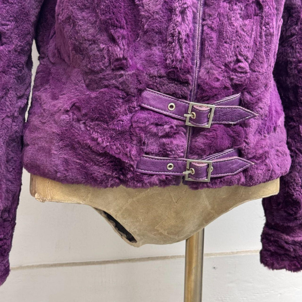 Vintage Y2K Purple Rabbit and Fox Fur Jacket