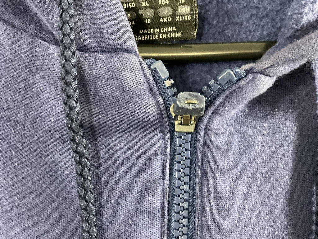 VTG Adidas Hoodie Men XL Blue Full Zip Fleece 3-Stripes Logo Sweatshirt Athletic