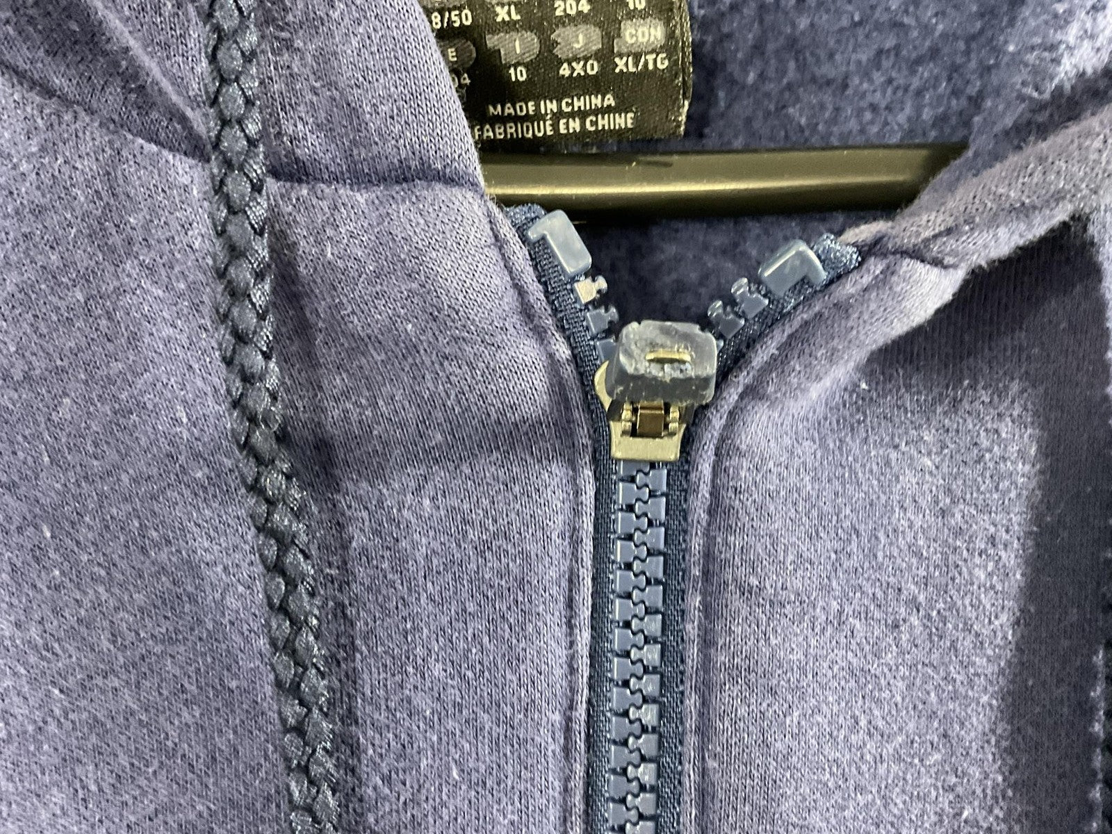 VTG Adidas Hoodie Men XL Blue Full Zip Fleece 3-Stripes Logo Sweatshirt Athletic