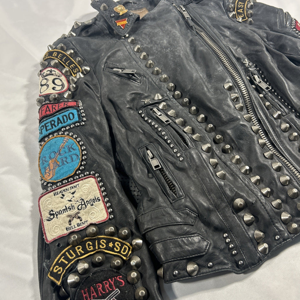 Double D Ranch Angels on Horseback Biker Jacket Black Leather Medium