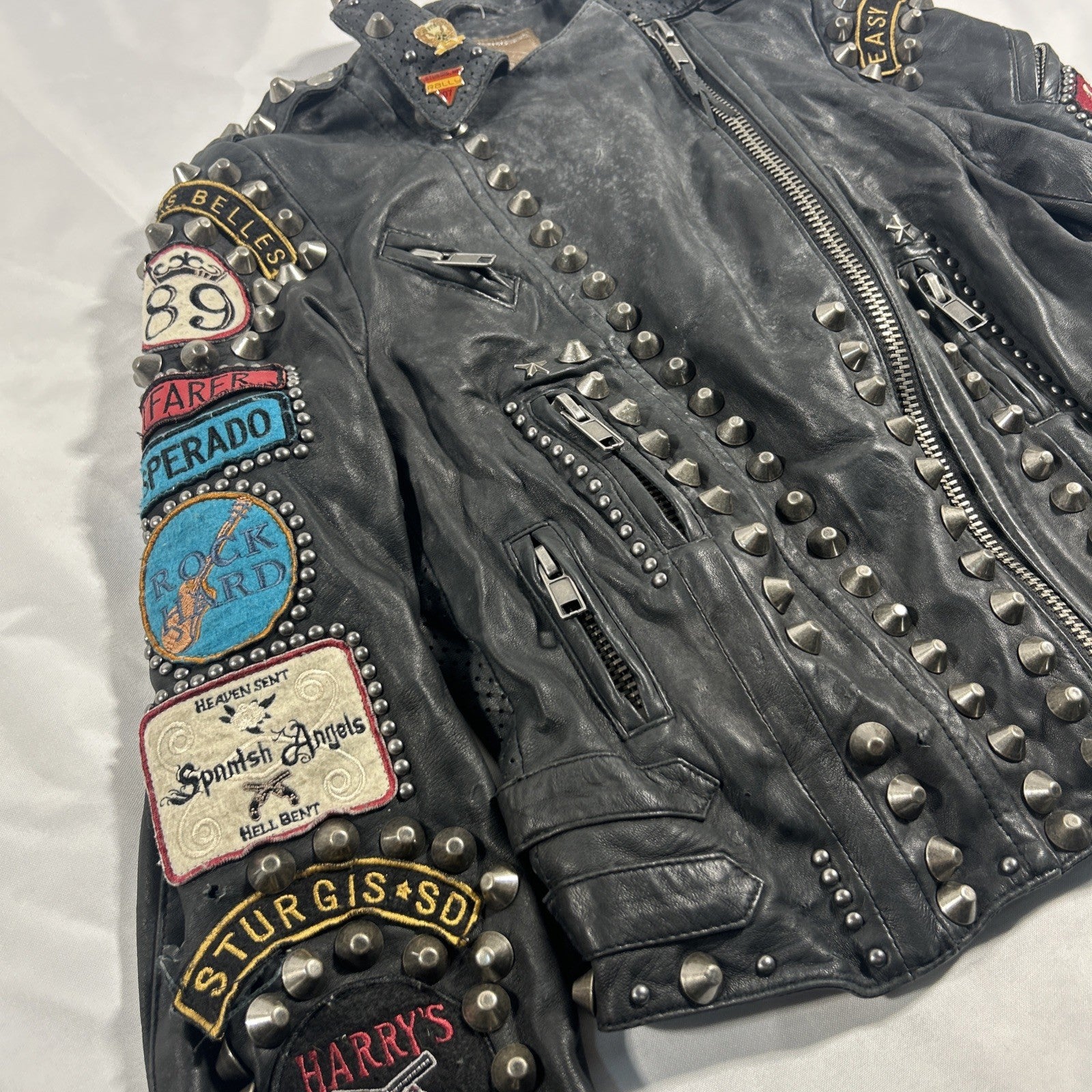 Double D Ranch Angels on Horseback Biker Jacket Black Leather Medium