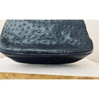 I. Magnin 1950s Genuine Ostrich Skin Handbag Black