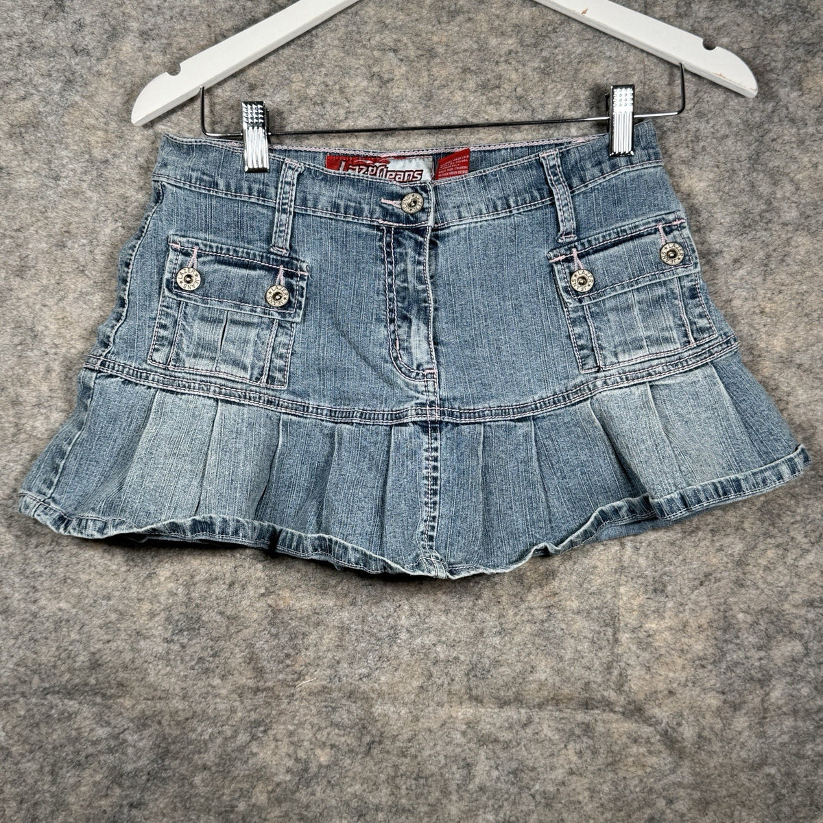 Lazer Y2K Denim Mini Skirt Size 9 Ruffle Bottom