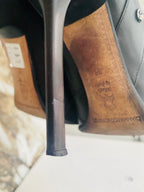 Gianmarco Lorenzi Women Boots  High Heels Black leather Italian Boots Size 38