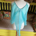 LM Lulu Paris Boho Beaded Silk Cami Top Size M