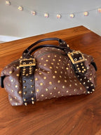 Be&D Studded Garbo Handbag Brown Lambskin