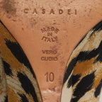 Casadei Tricolor Canvas Wedge Peep Toe Pumps - EU 40 / US 10 / UK 7