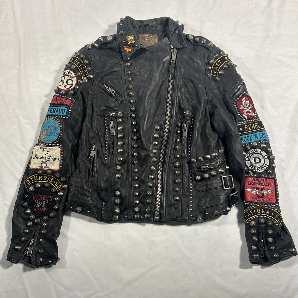 Double D Ranch Angels on Horseback Biker Jacket Black Leather Medium