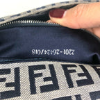 Vintage Fendi Zucchino Navy Blue FF Monogram Baguette Shoulder Bag