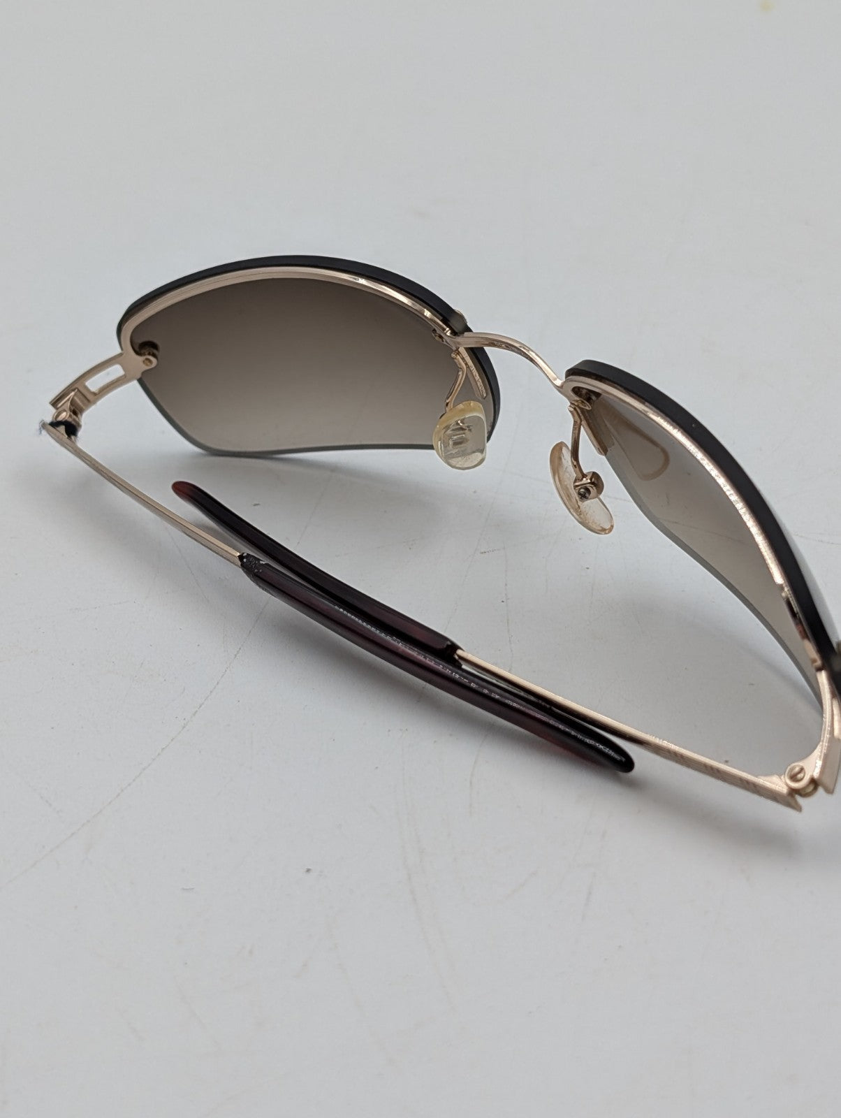 Vintage Burberry B8926/S Rimless Sunglasses Brown Gradient Gold Safilo W/ Case