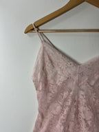 Victorias Secret Lace Chemise Pink Lingerie Slip Dress Babydoll Sheer Coquette M